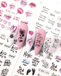 Nail Stickers 12pcs Heartbeat Manicuring Love Letter Flower Sliders For Nails Water Decals Art Decoration Transfer Sticker Tips8683629