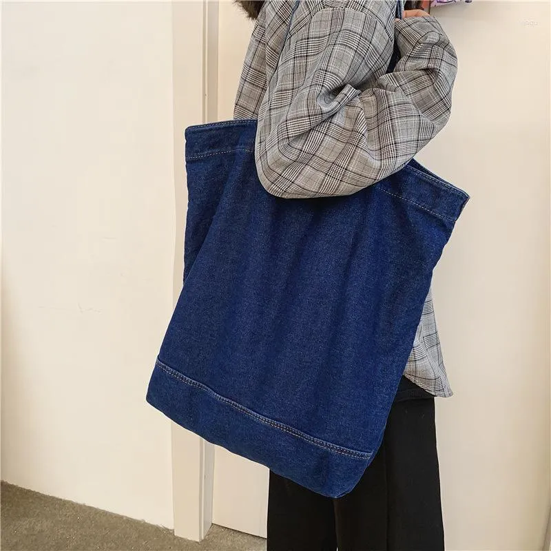 أكياس مسائية 2023 حقيبة جينز زرقاء زرقاء كوريا هاراجوكو الكتف الكتف