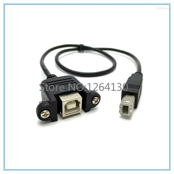 0.5M USB B Male To Female M/F Extension Cable Screw Lock Panel Mount For Printer