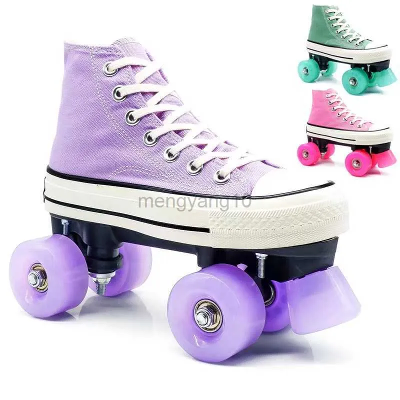 Inline Roller Skates Factory Direct Sales 3 Colors Double-Row Canvas Roller Skates Flash 4 Wheels Shoes PatinesOutdoor Training Sneakers HKD230720