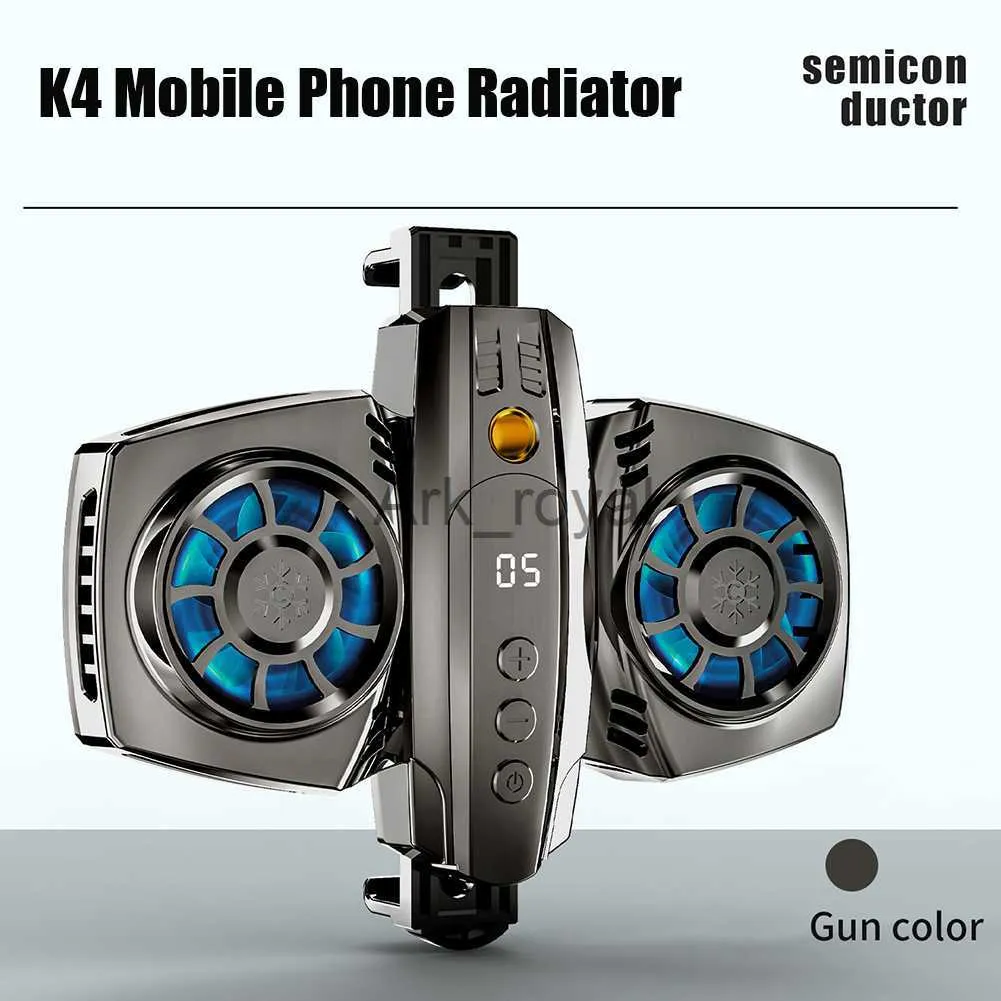 Andra mobiltelefontillbehör K4 Mobiltelefon Radiator Semduktor Temperatur Display Dual Cooling Fan Cell Phone Cooler Heat Sed For Smart PhoneK J230720