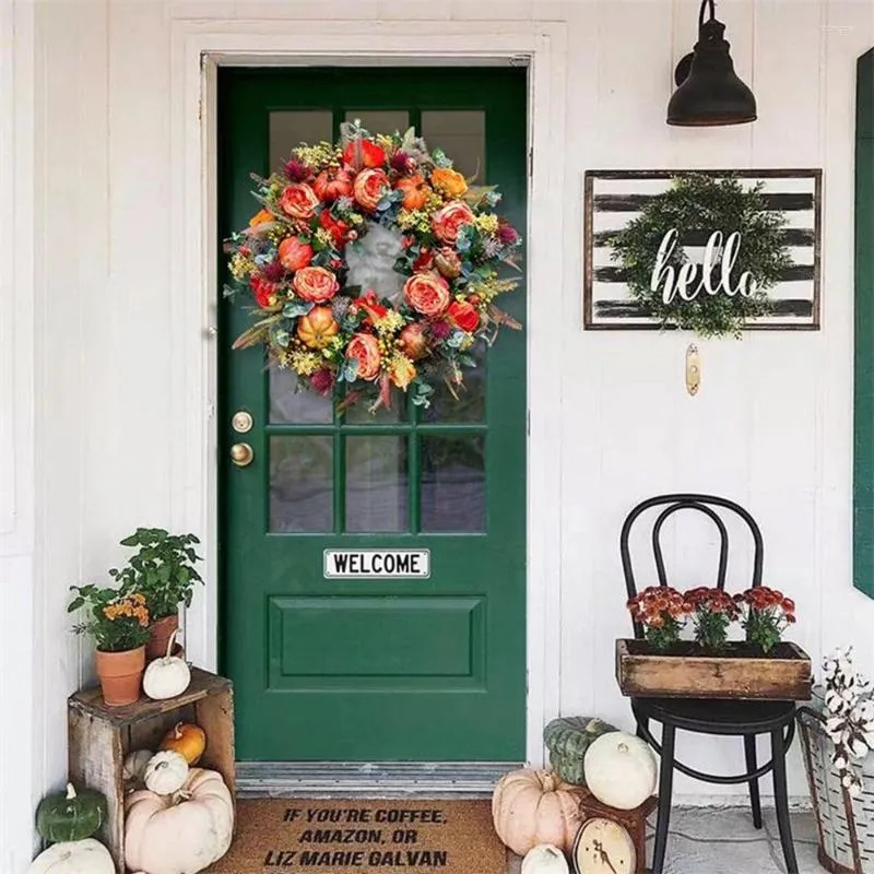 Flores decorativas com mini acessórios de pografia de abóbora, guirlanda de peônia simulada, guirlanda de casamento, decoração de festival de colheita, ornamento pendurado