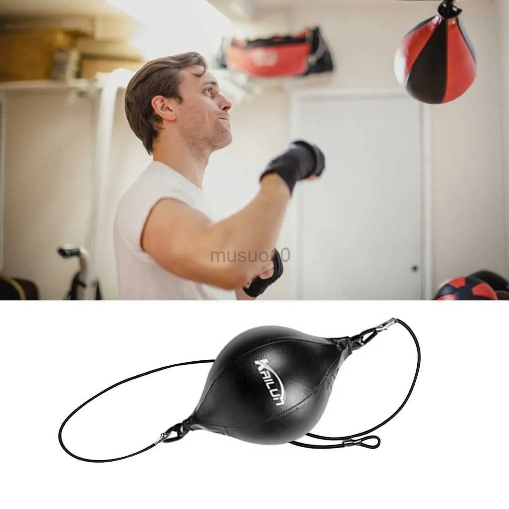 PUJIA Practical Speed Equipment Double End Boxing Speed Ball Punch Bag PU Leather Gym Punching