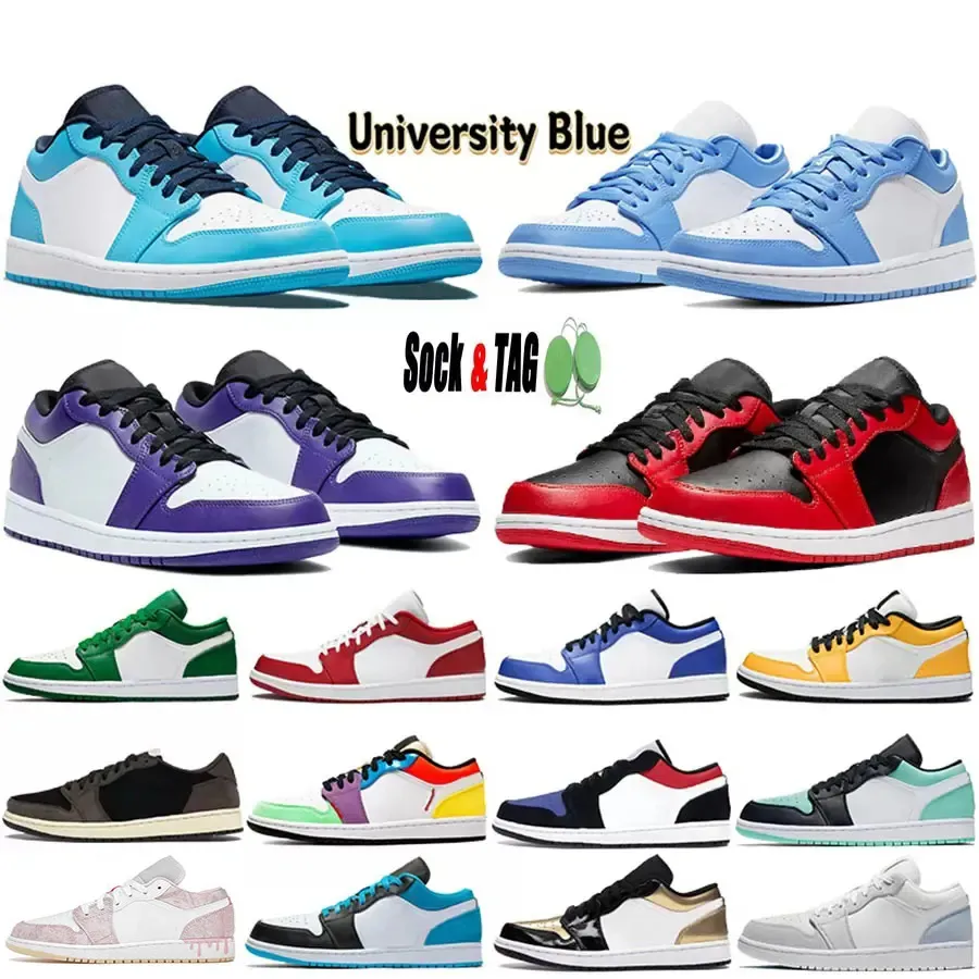 Basketballschuhe Herren Damen UNC Mokka Panda Shadow 1S Low Wolf Grey Court Purple Sier Paris Bred Toe Fichte Aura Laser Trainer Outdoor Chaussures