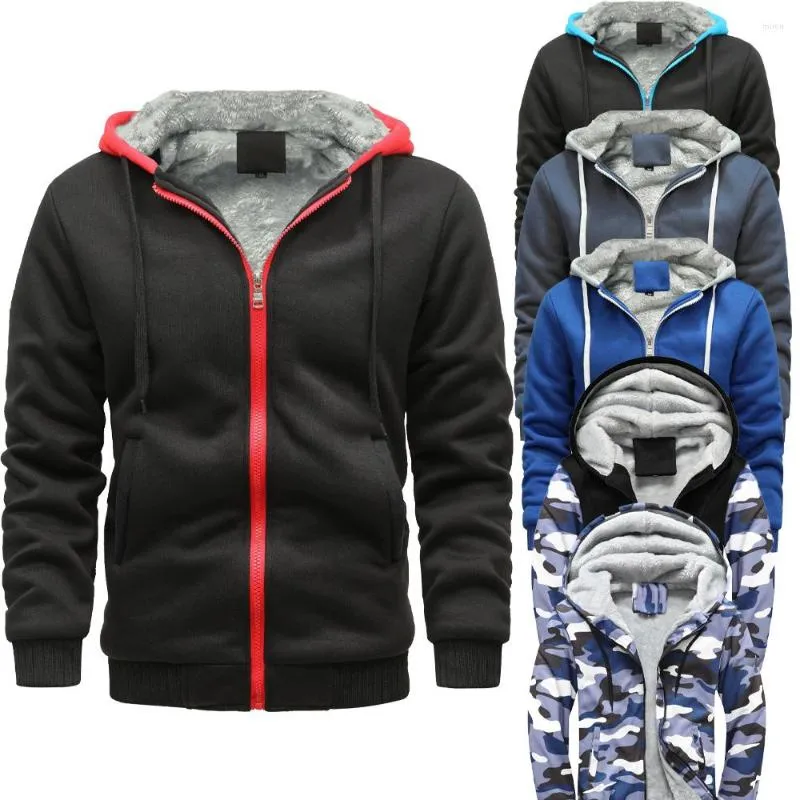 Herren-Kapuzenpullover, Parka, Kapuzenpullover mit Reißverschluss, für Herren, kalter Winter, Fleece, Sherpa-gefüttert, warme Jacke, Outdoor-Mantel, lässig, übergroßes Reißverschluss-Sweatshirt für Herren