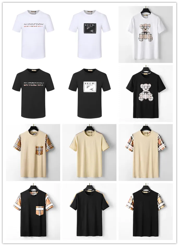 Мужская одежда бренда старшая дизайнерская повседневная футболка Черно-белая бежевая проверка Pure Cotton Hetchable Crascual Crusal для мужчин и женщин с одинаковым качеством M-3XL