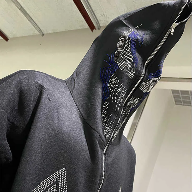 Skeleton Rhinestones Men's Hoodies Sweatshirts Skeleton Rhinestones Off White Full Zip ...