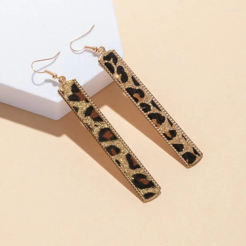 Stud Earrings 1 Pair European American Style Rectangle Leopard Pattern Women Fashionable Trendy Accessories Long