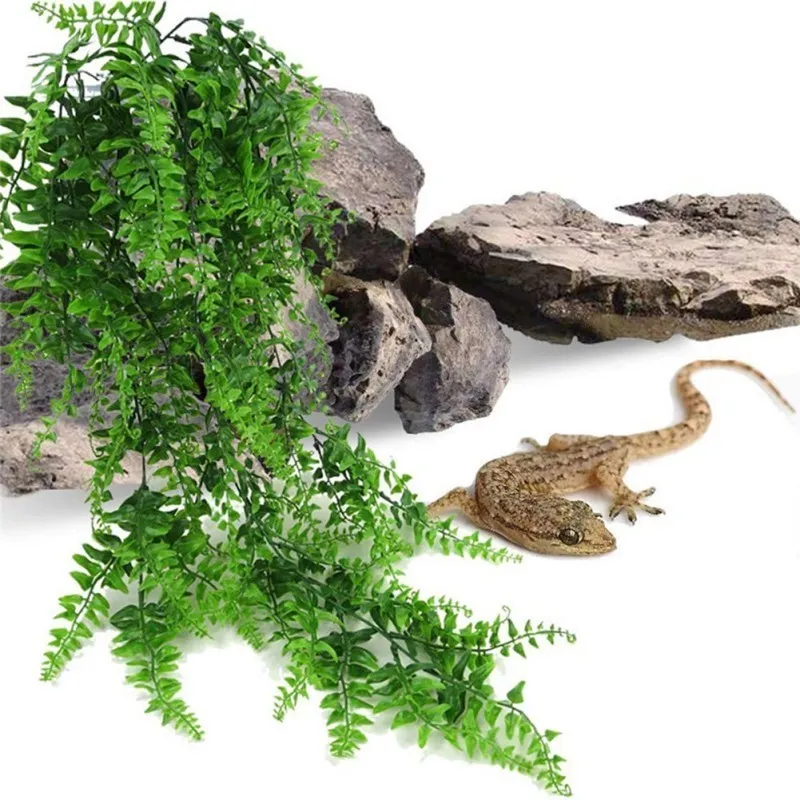 Forniture per rettili 1-3pcs lucertole di rettile decorazione del terrario decorazione fai-da-te pianta di vasca per pesci d'acquario falsa sospesa appesa artificiale per animali domestici 230719