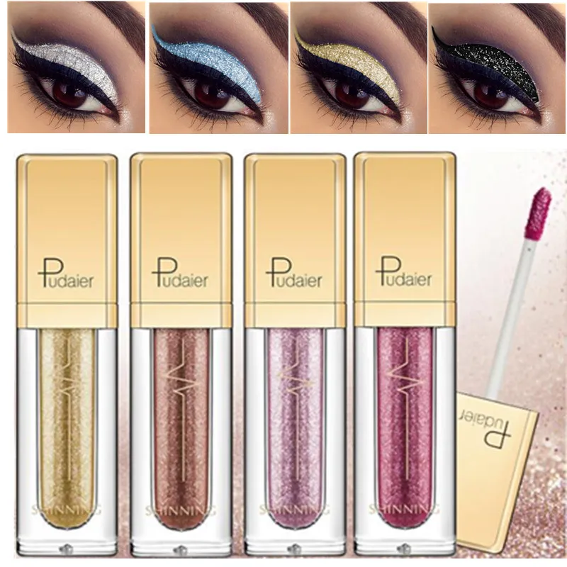 New Make Up Liquid Eyeshadow Waterproof Glitter Pigments Purple Gold Metallic Women Beauty Gel Eye Shadow Cream 18 Colors Makeup