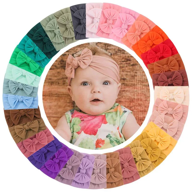 Bebek Yumuşak Kafa Elastik Knot Türban Naylon Head Bands Kızlar Headwrap Yenidoğan Yay Saç Bandı Toddler Saç Aksesuarları