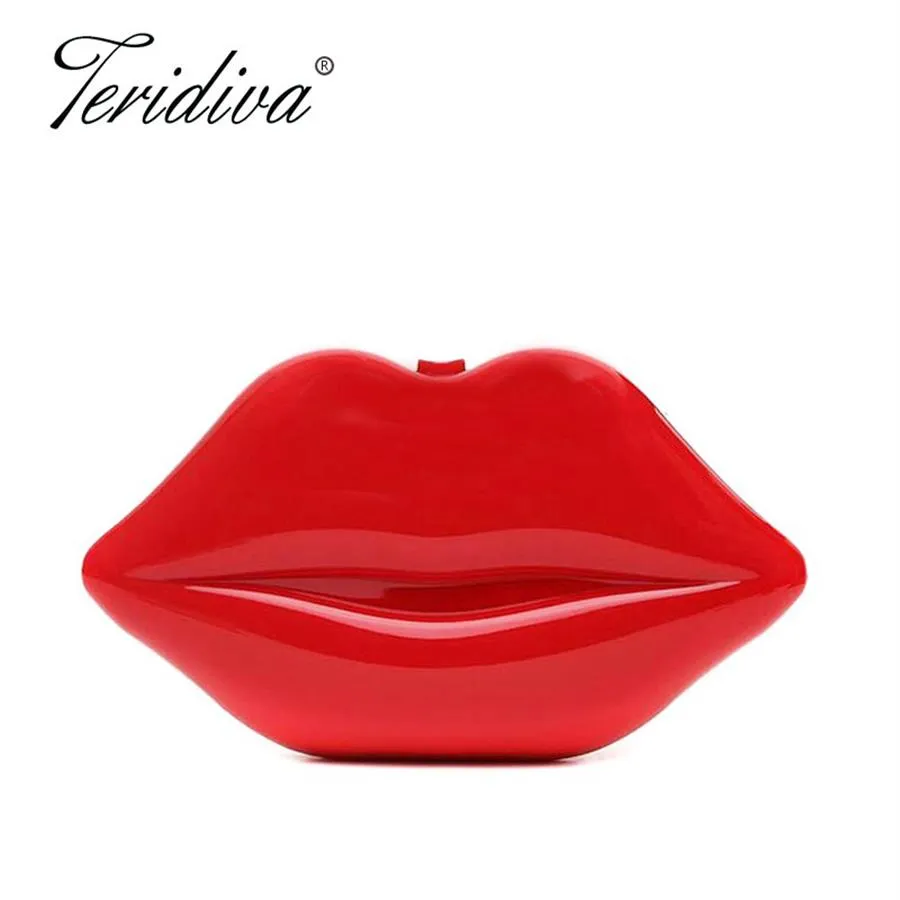 DHgate Womens Beaded Evening Handbag Red Lips Clutch Purse Wedding Shoulder Bag Makeup Bag Bags Luggage Accessories