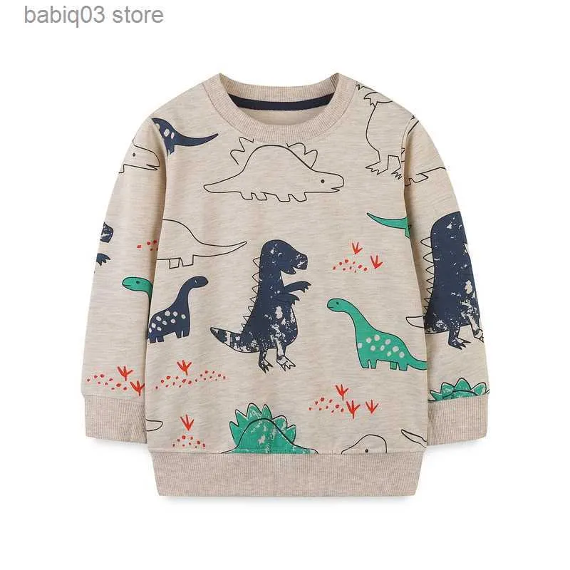 Sweats à capuche Little maven Enfant Garçons Sweats Cartoon Dinosaure Imprimer Garçons Manches Longues pour 7 Ans Enfants Vêtements Automne Enfants Chemises T230720