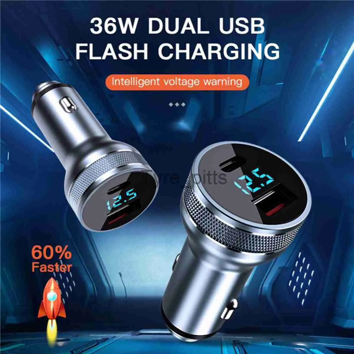 Andere Akkus Ladegeräte USB-Autoladegerät 36 W Schnellladung 12 V/24 V QC 3.0 + PD-Schnellladegerät Zigarettenanzünder-Adapterbuchse für Telefon MP3 GPS x0720