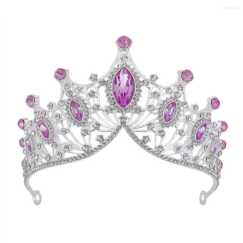 Pinces à cheveux Mariée Violet Couronne Luxueux Strass Métal Bijoux Pour Saint Valentin Noël Cadeau