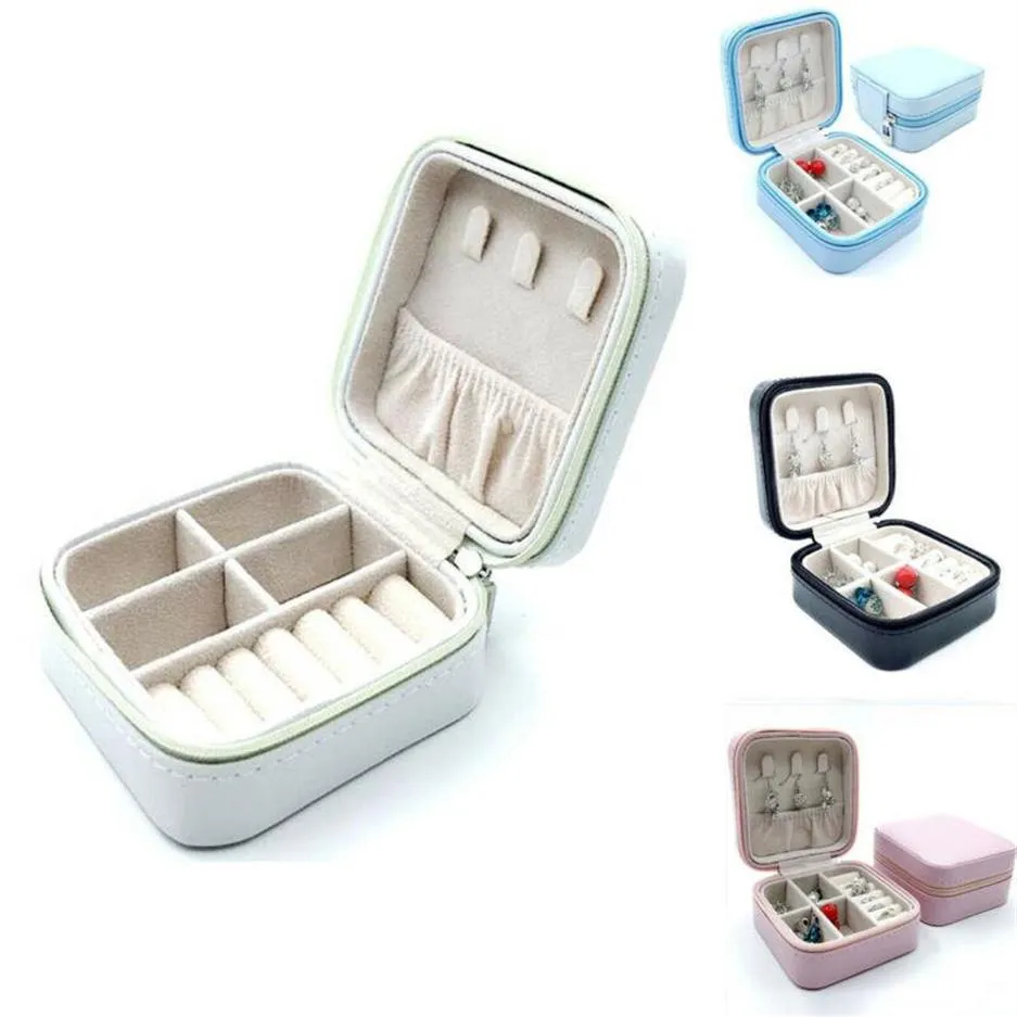 Badkamer Opslag Organisatie Vrouwen Reizen Sieraden Doos Case PU Leer Rits Dozen Organizer Voor Oorbellen Rings252o