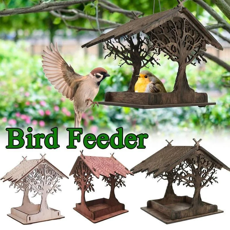 Decorazioni da giardino Mangiatoia per uccelli in legno per esterni Hanging Large Cottage Cage House Pet Supplies Accessori per la decorazione del cortile 230719