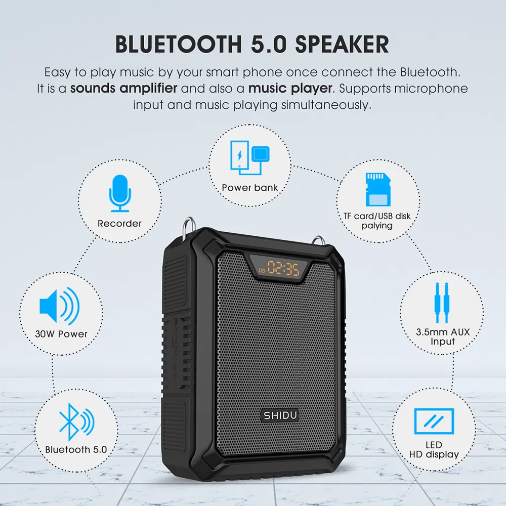 Amplificateur De Voix Portable SHIDU 30W Avec Microphone Sans Fil Pour  Enseignants IPX6 Étanche Bluetooth50 Ser 5000mAh Power Bank 230719 Du  100,71 €