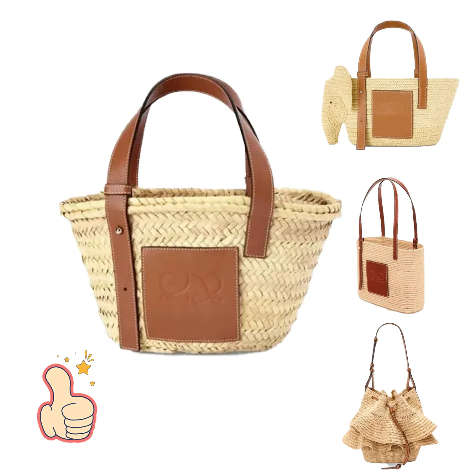 Luxurys Bucket Pochette Summer Weave Cross Body Clutch Beach Bags Womans Raffia Basket Straw Anagram axelväska Fold Shopper A5 Totes Handväska Mens Designer Väskor