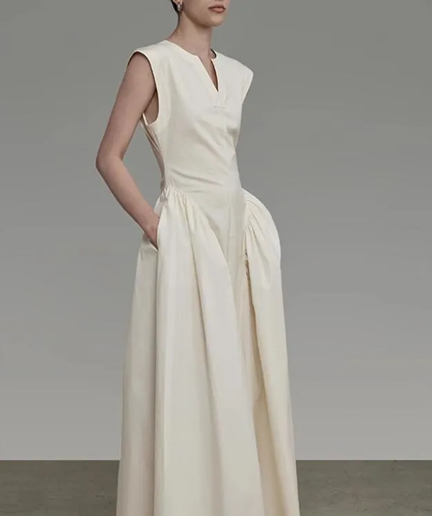 Luxury Style YAYUNYAYUN | White French Dress Women's Summer 2023 New Sleeveless Waist Wrapped Skirt Premium Dress