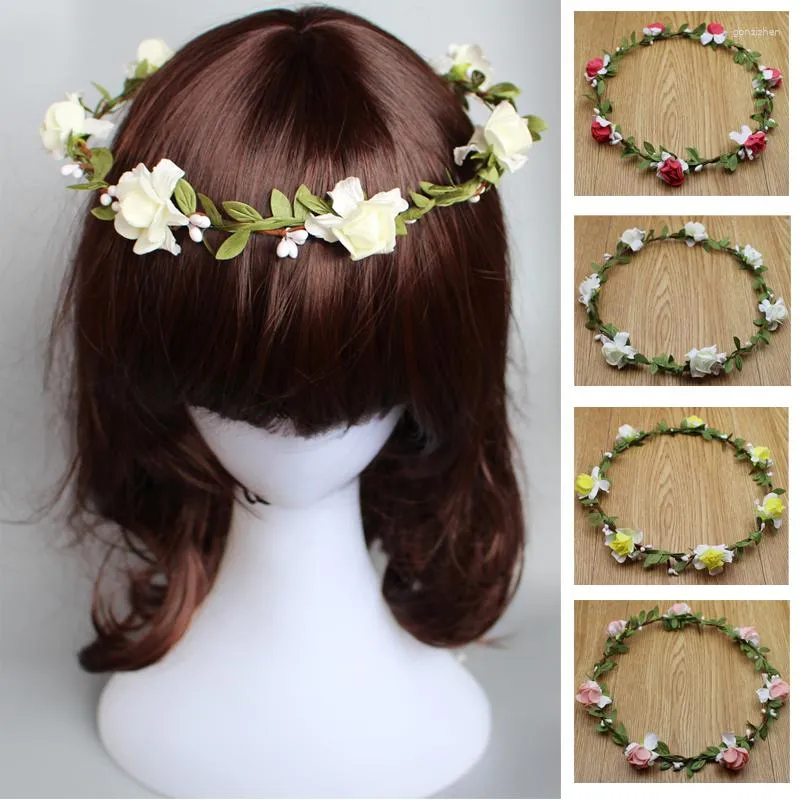 الزهور الزخرفية 10pcs/الكثير من الزفاف المصنوعة يدويًا PE وورق رأس عصابات Hairbands أكثر ألوان