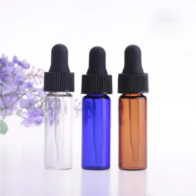 Small Clear Amber Blue Glass 4 ml flacons e-liquide gouttes de compte-gouttes Mini Parfum de verre Essential Huile E-Juice Bott