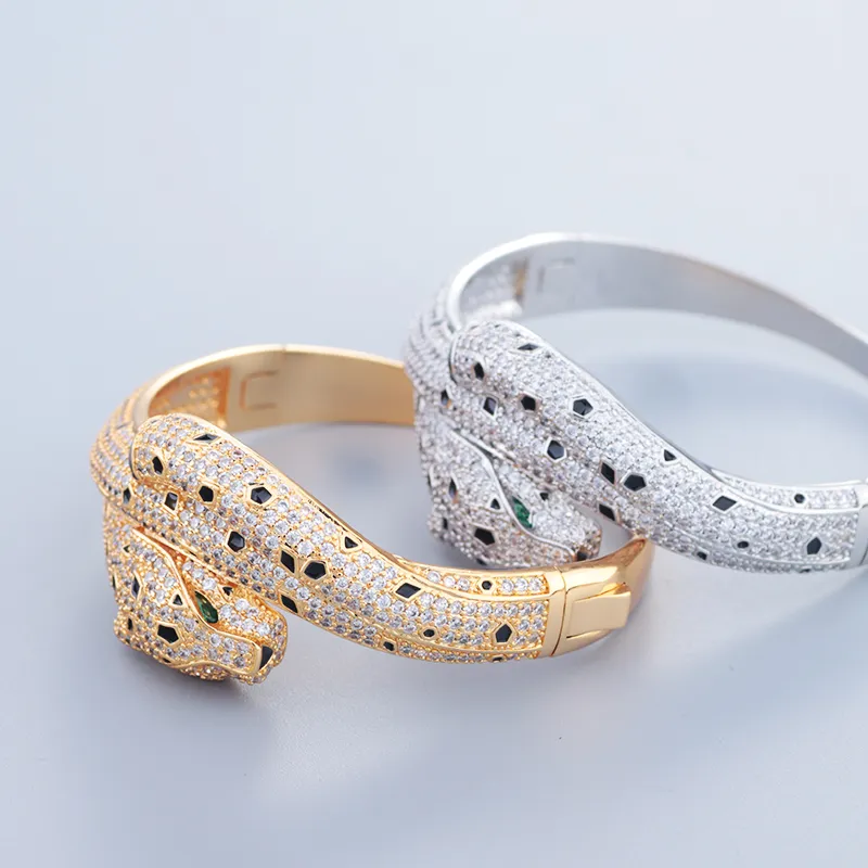 neue 18K Gold Leopard Silber Armreifen für Damen Set Ring Herren Luxus Tennis Mode Unisex Schmuck Designer Damen Schmuck Party Geschenk Accessoires Hochzeit