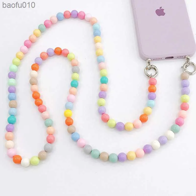 Beads Pearls Long Universal Phone Strap Charm 120cm Mobile Phone Accessories Adjustable and Detachable Fashion Bag Chain NEW L230619