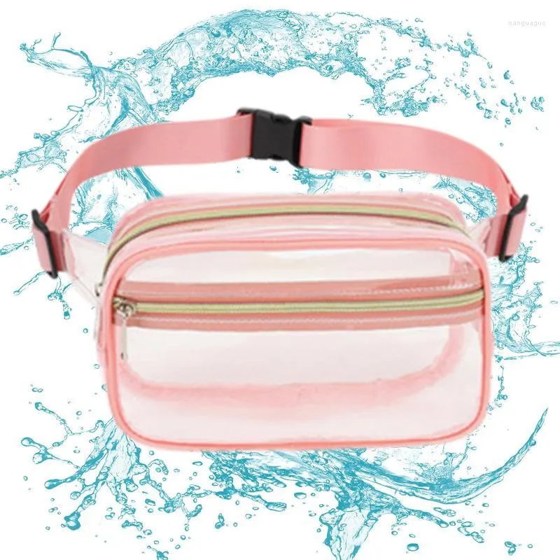 Storage Bags Clear Bag Fanny Pack Transparent PVC Waist Waterproof Foldable Adjustable Portable For Cell Phone