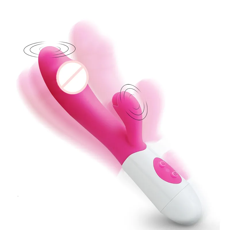 Vibradores Dildo de ponto G, vibrador de coelho, feminino, duplo, silicone, à prova d'água, vaginal, clitoriano, anal, massageador sexual, loja de brinquedos 230719