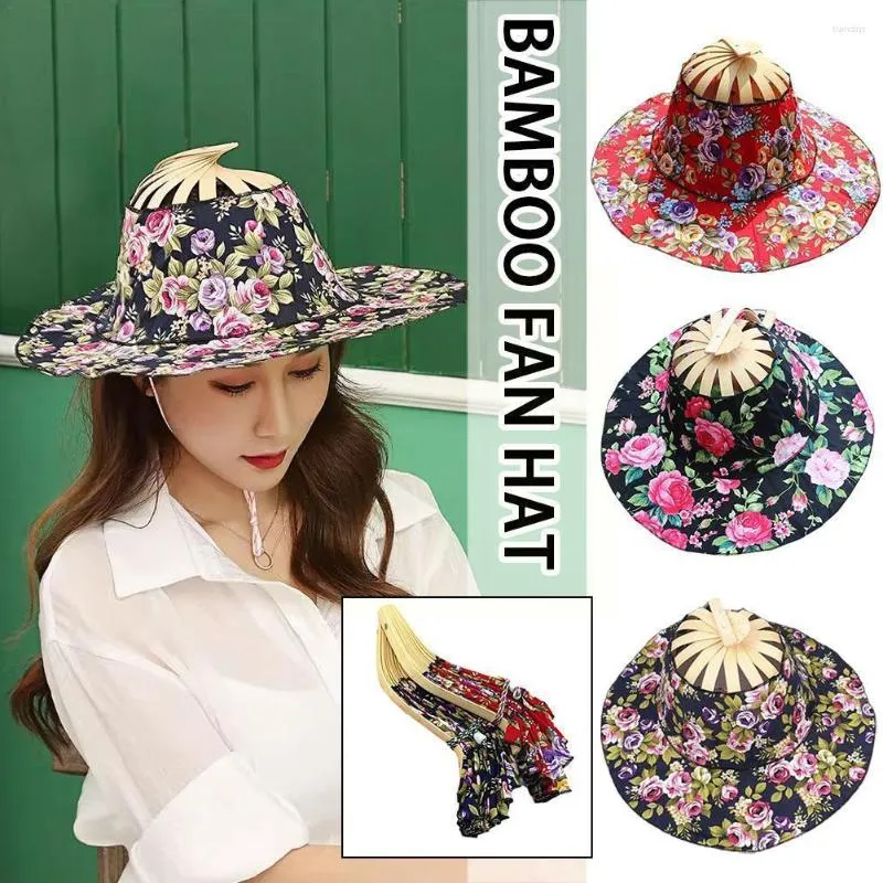 2 In 1 Portable Foldable Fan Packable Sun Hat For Women Wide Brim, Bamboo  Hand, Sun Protection, Floral Design Ideal For Travel And Summer From  Tiandiqz, $11.76