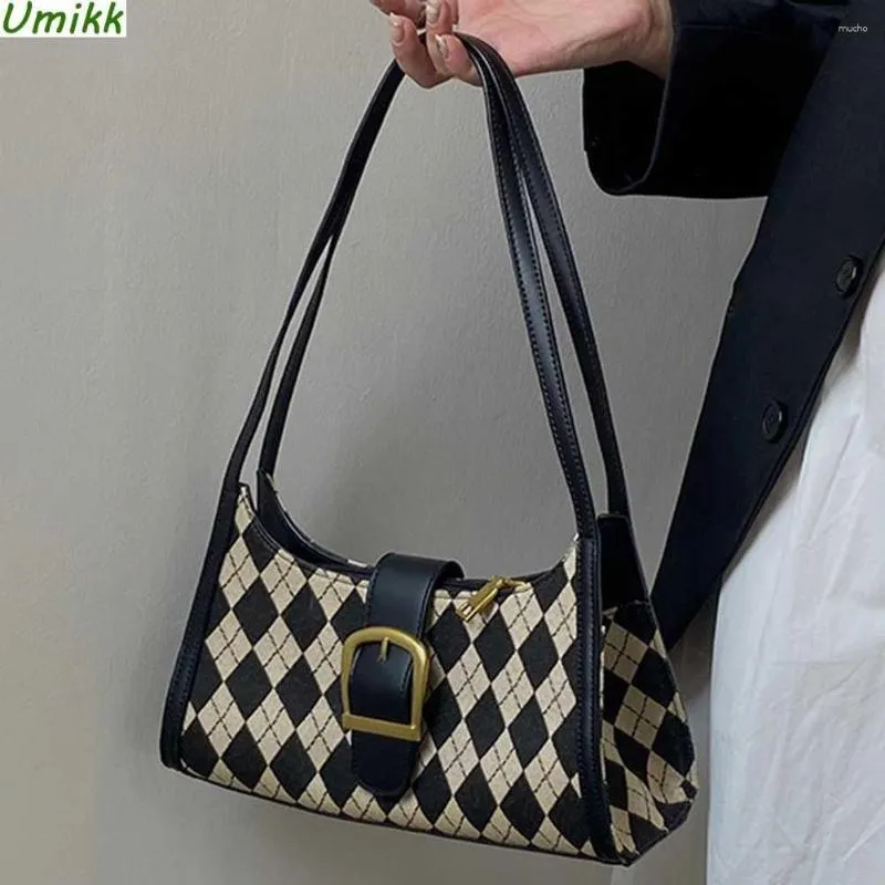 Sacs de soirée sac à bandoulière noir blanc Plaid toile femmes sac à main décontracté fermeture éclair mode doux vacances cadeau pour filles femme aisselle