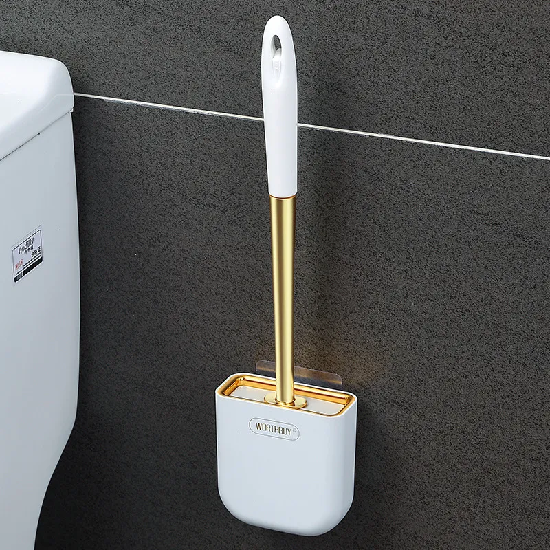 Soportes para escobillas de baño Escobilla de baño de lujo Soporte montado en la pared Cepillo de limpieza de cabeza plana de silicona Limpieza de espacios en las esquinas Juego de accesorios de baño para el hogar 230719