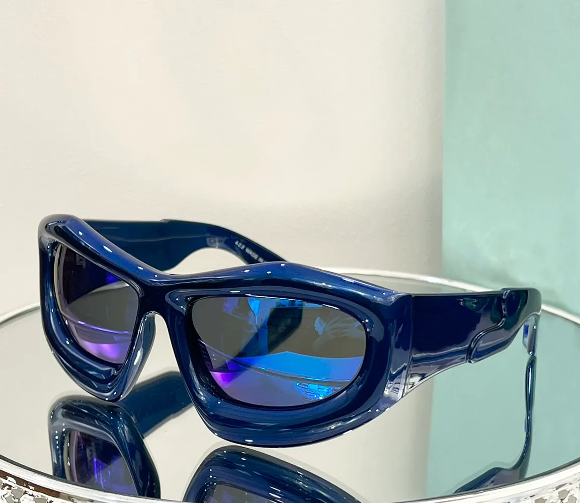 Lunettes de soleil bouclier miroir bleu/bleu pour femmes hommes lunettes d'été lunettes de soleil lunettes de soleil Sonnenbrille UV400 lunettes avec boîte