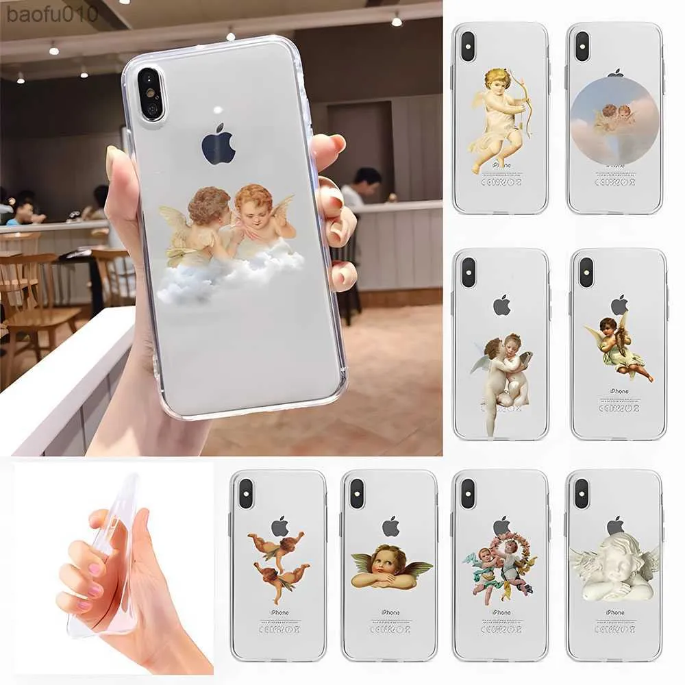 Cartoon Angel Baby Printing Phone Case Funda for Mobile Phone for Iphone 6 6s 7 8 Plus Xr X Xs 11 12 13 Mini Pro Max Acessórios L230619