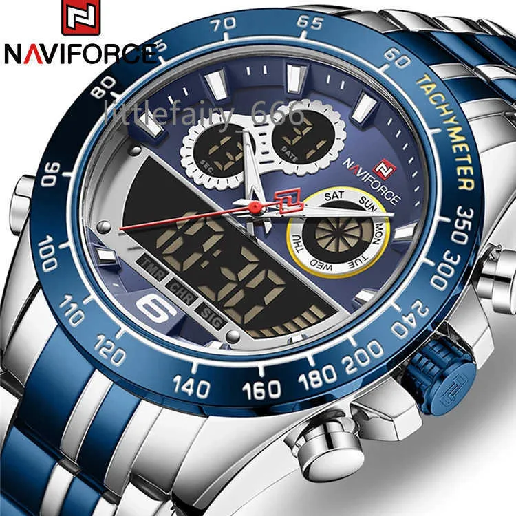 NAVIFORCE 9188 Orologi d'oro di lusso Sport Sport Cronografo al quarzo digitale Orologio da polso Orologio impermeabile Uomo Relogio Masculino