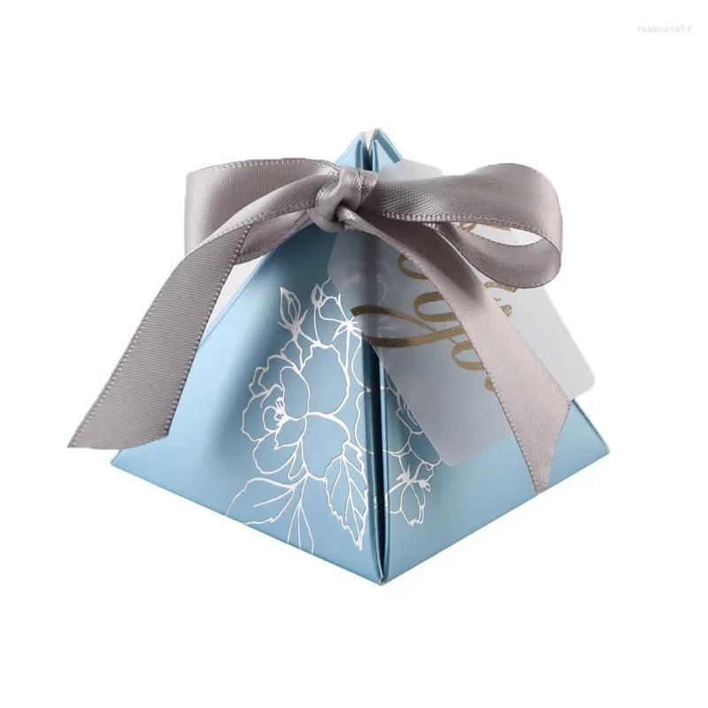 Gift Wrap 10/20/50pcs Candy Box Triangle Chocolate Gifts With Thank You Tag Baby Shower Packaging Wedding Decoration