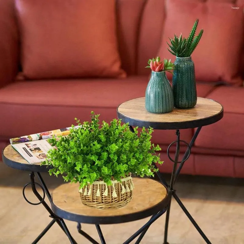 装飾的な花12pcs/セット人工ユーカリを茎の簡単なケア植物再利用可能なプラスチックフェイクグリーン植物の家の装飾用品