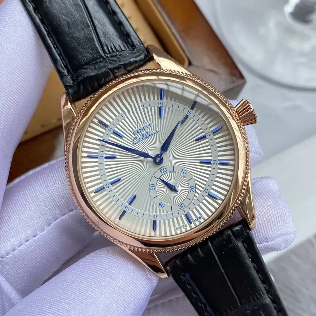 Luxury Mens Cellini Quartz Pilot Watches Leather Strap Stainless Steel Case Waterproof Chronometer Wristwatches From Xiaotong33 25.38 DHgate.Com