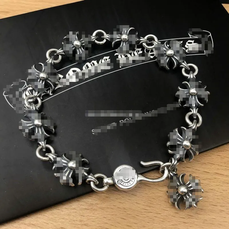 Pulseira clássica para homens e mulheres retrô tailandês prata cruz dados pulseira punk