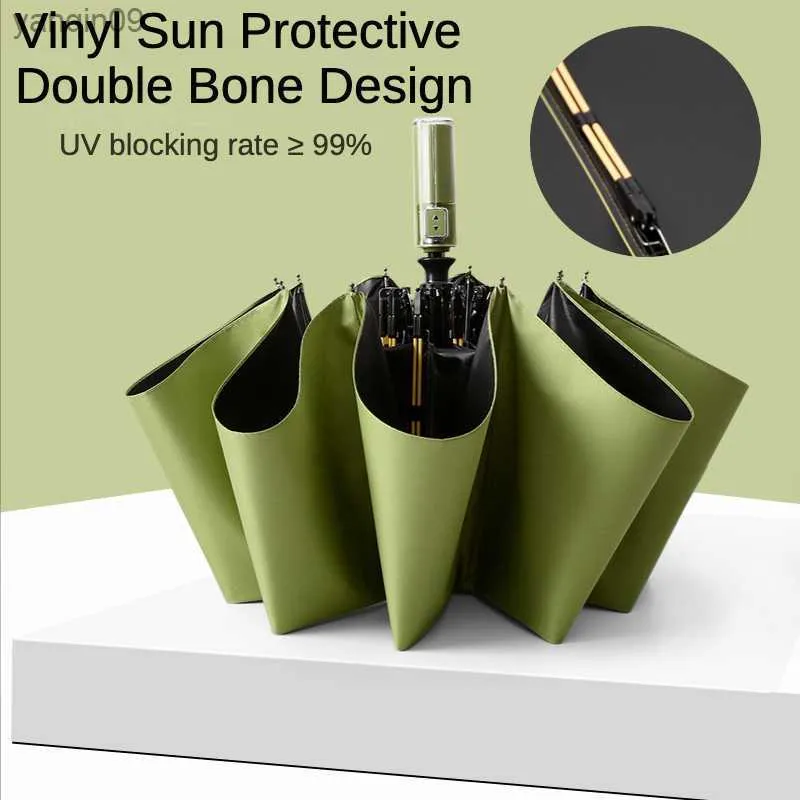 Full Automatic Folding Umbrella Plus Size Double Bone Windproof Sunshade Sunny and Rainy Umbrella for Men and Women Guarda Chuva L230626