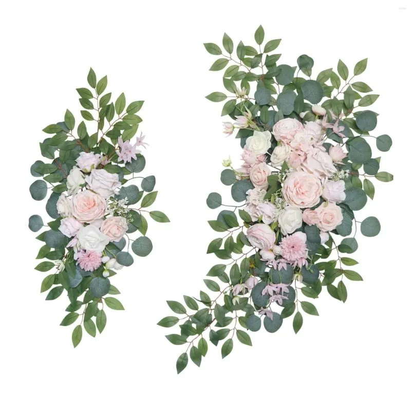 Decorative Flowers 2x Wedding Arch Flower Door Wreath Arbor Artificial Floral Swag
