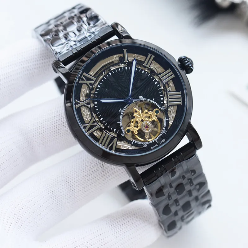 orologio da uomo tourbillon automatico meccanico 42mm cinturino in acciaio inossidabile 316L zaffiro impermeabile orologio da polso da uomo d'affari di moda Montre De Luxe