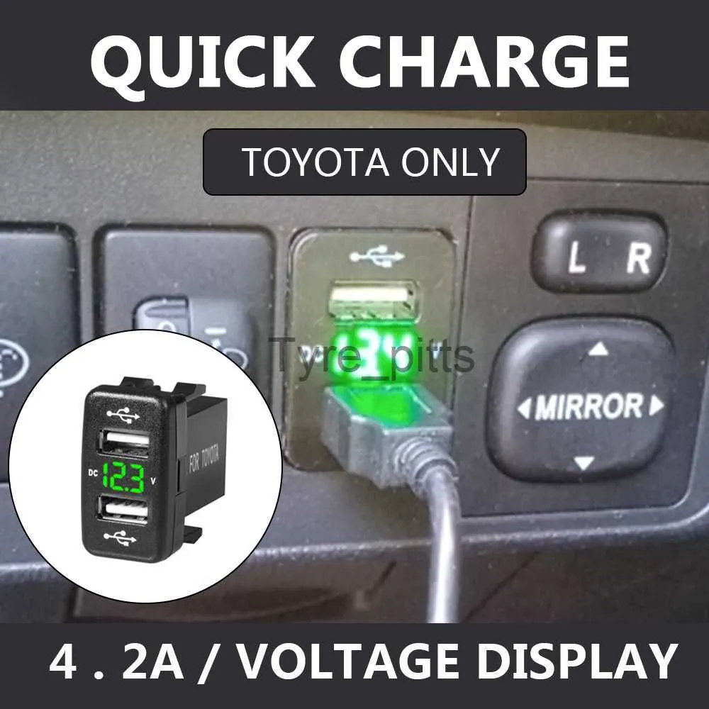 Diğer Piller Şarj Cihazları 24V 12V CAR USB Şarj Cihazları 3.0 Güç Adaptör Soket Volt Testi Toyota Corolla Prado Reiz Land Cruiser X0720 için Otomotiv Aksesuarları