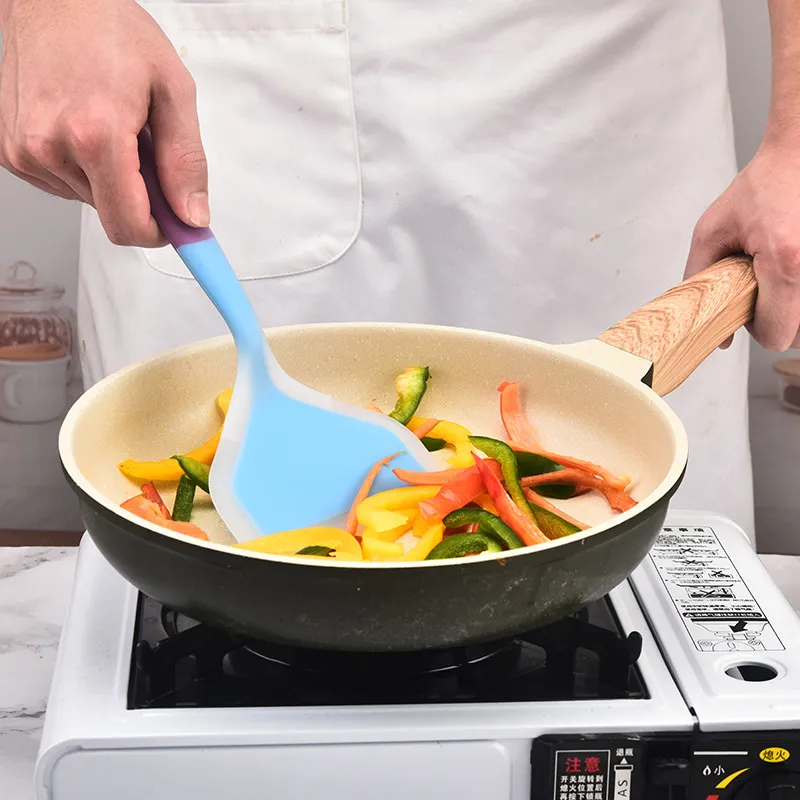 Cooking Utensils Silica Gel Spatulas Non Stick Special Spatula High Temperature Resistant Handle Shovel Kitchen Tool Kitchen Accessories Q330