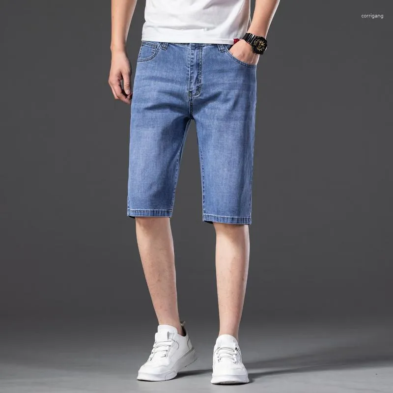 Heren shorts Summer gescheurde jeans mannen klasse denim broek rek zwart blauw slanke rechte mannelijke korte plus maat 29-46 ly3002