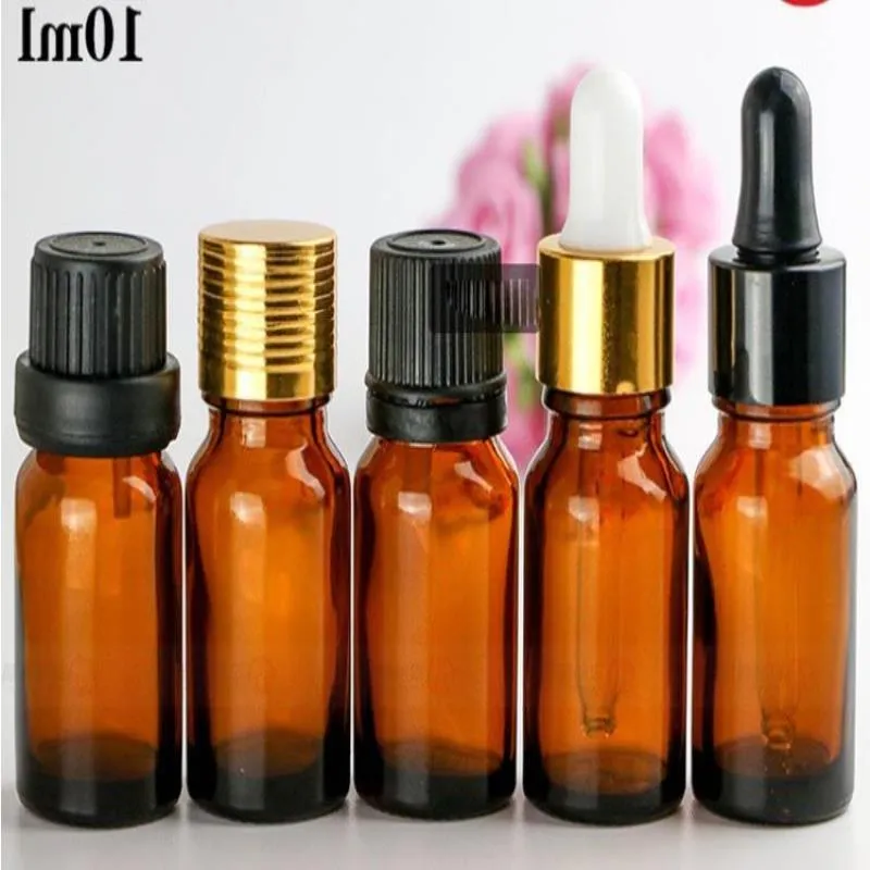 Free DHL 768Pcs/Lot Amber 10ml Glass Dropper E-Liquid Bottles For Ejuice With Tips and 5 Dropper or Screw Tamper Caps For Choose Ivxia