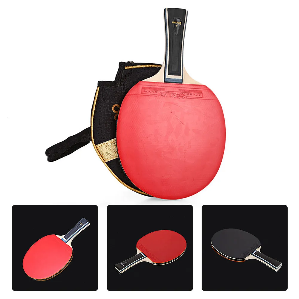 Table Tennis Raquets Racket Long Handle Strong Spin 7 Ply Wood Ping Pong Bat Paddle With Case For Children Adult Training 230719