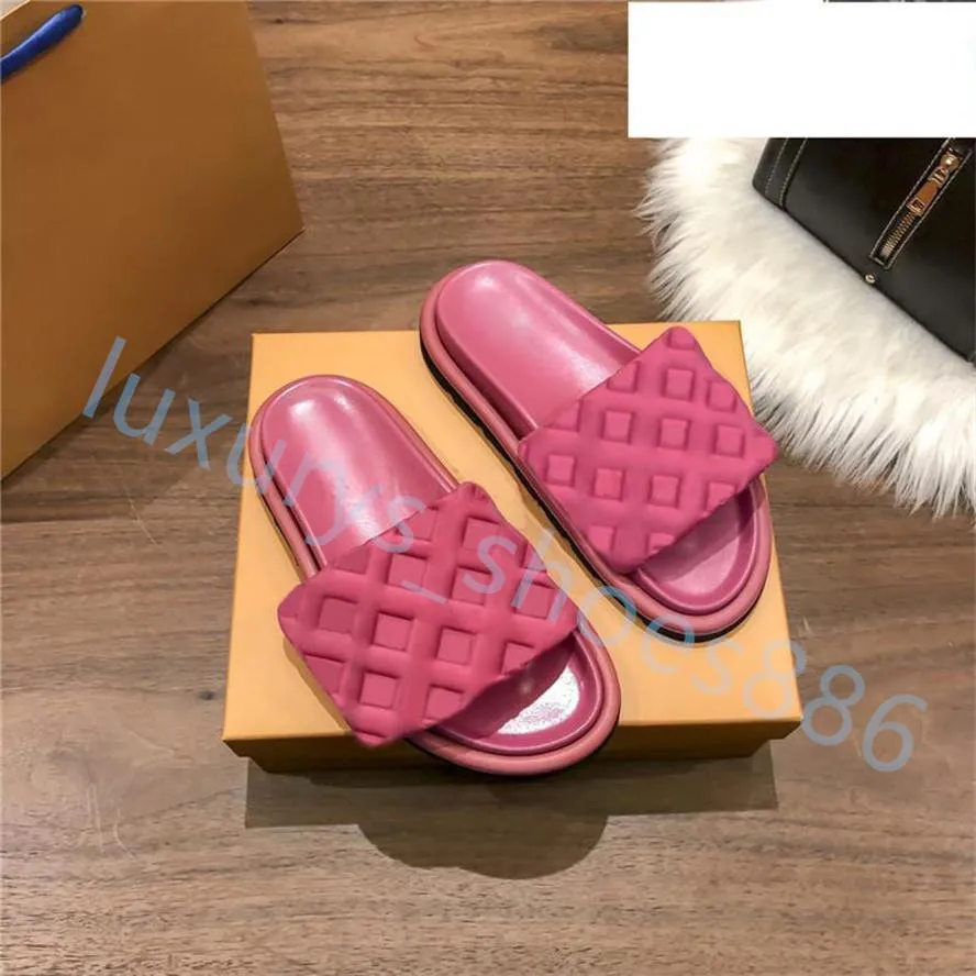 Comfort Embossed Mules Designer Slippers Men Sandals Women Shoes Beach Slides Luxury Pool Pillow Copper Beige Deep Blue Triple Black Navy Rose Pink White Printed