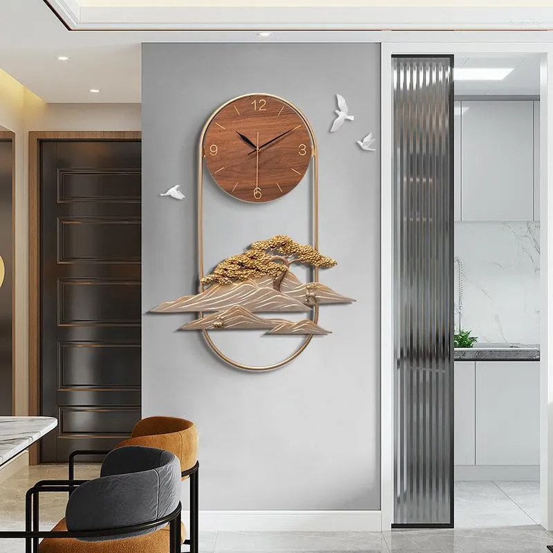 Wall Clocks Chinese Style Creative Clock Living Room Hallway Hanging Watch Simple Bedroom Mute Ornament Home Decoration